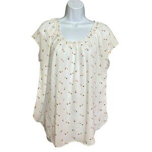 Joe Fresh Womens Blouse Size XL Dainty Cap Sleeve Tie Back Lightweight Career